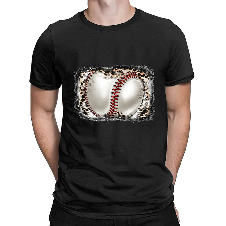 Baseball Leopard Print Baseball Graphic Mens Print Crew Neck T-Shirt Tee-014322-Annaletters