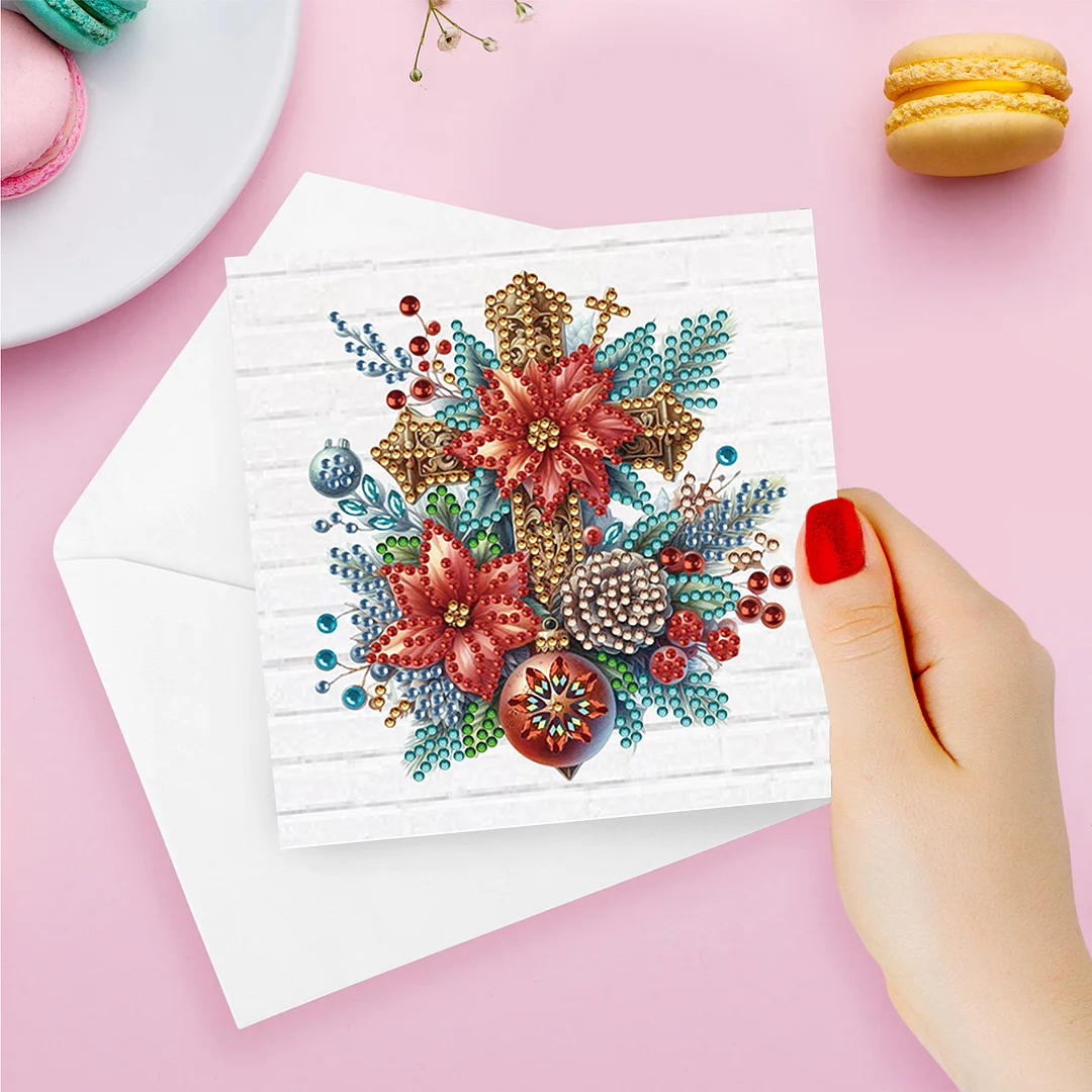 6Pcs Christmas Cross DIY Diamond Painting Card for Friends Family Gift