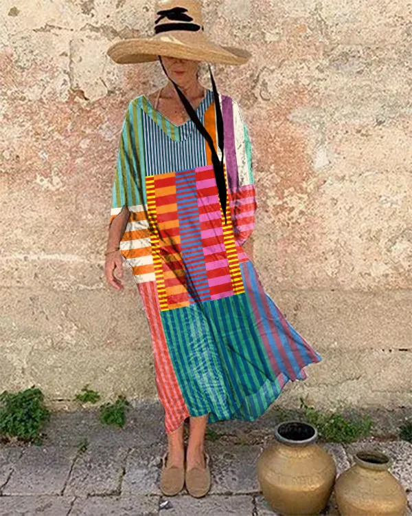 Resort Abstract Art Print Loose Fit Dress