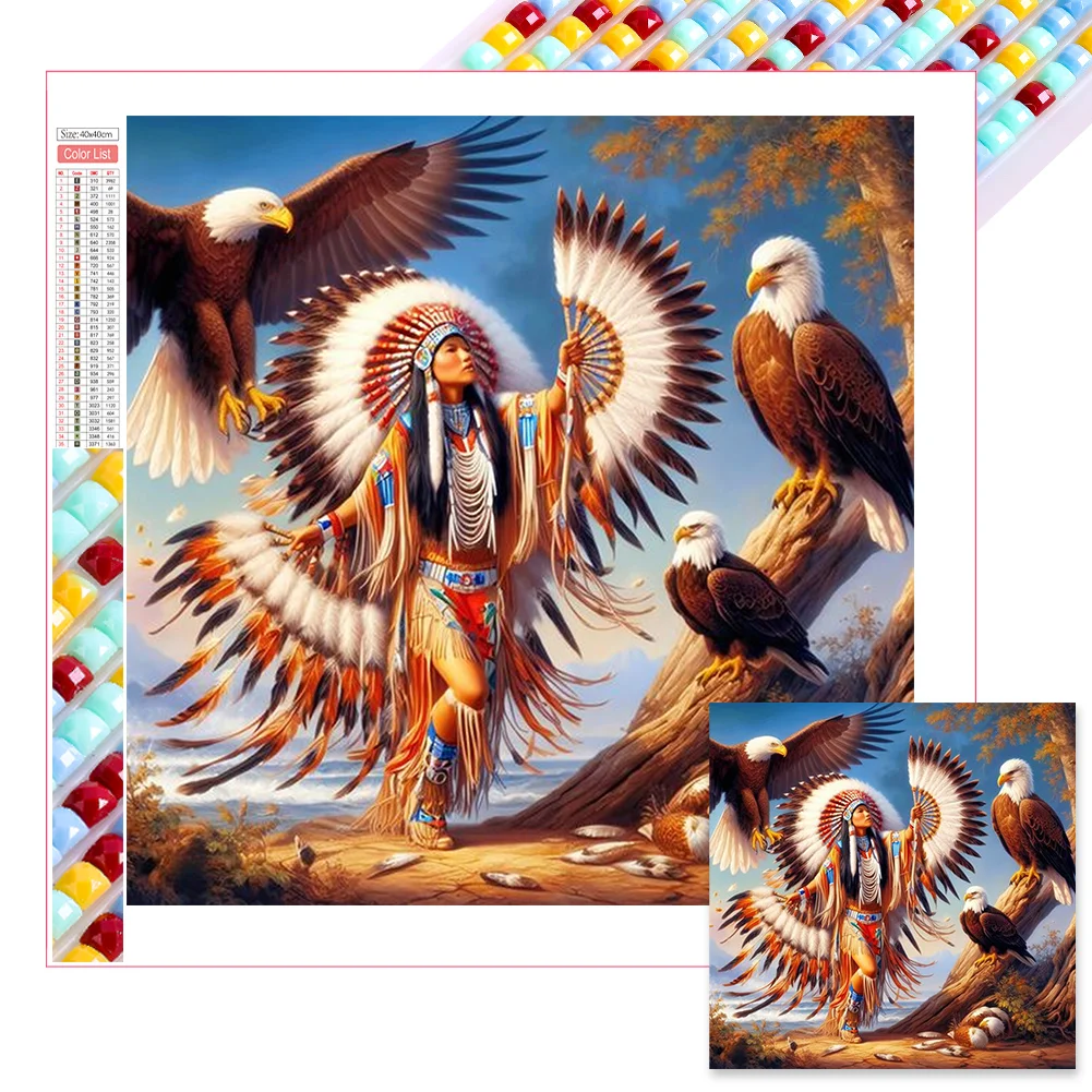 Full Square Diamond Painting - Indian Eagle(Canvas|45*45cm)