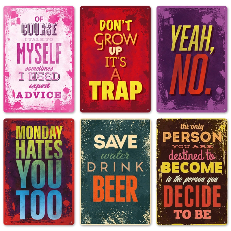 Beer Vintage Tin Painting Bar Background Wall Decoration Painting Home Frameless Iron Pendant