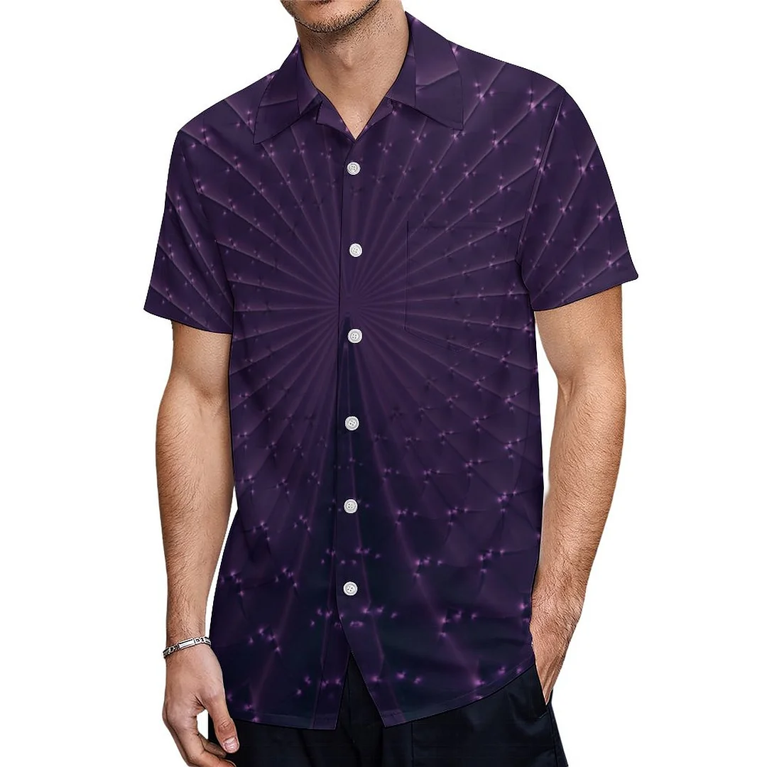 Dark Purple Fractal Peacock Feather Hawaiian Shirt Mens Button Down Plus Size Tropical Hawaii Beach Shirts