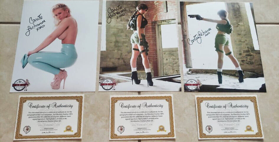 Lot of 3: Carrie LaChance Autographed/Signed Sexy 8x10 Photo Poster painting +COA's for each
