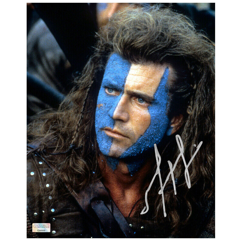 Mel Gibson Autographed 1995 Braveheart William Wallace Scene 8x10 Photo Poster painting