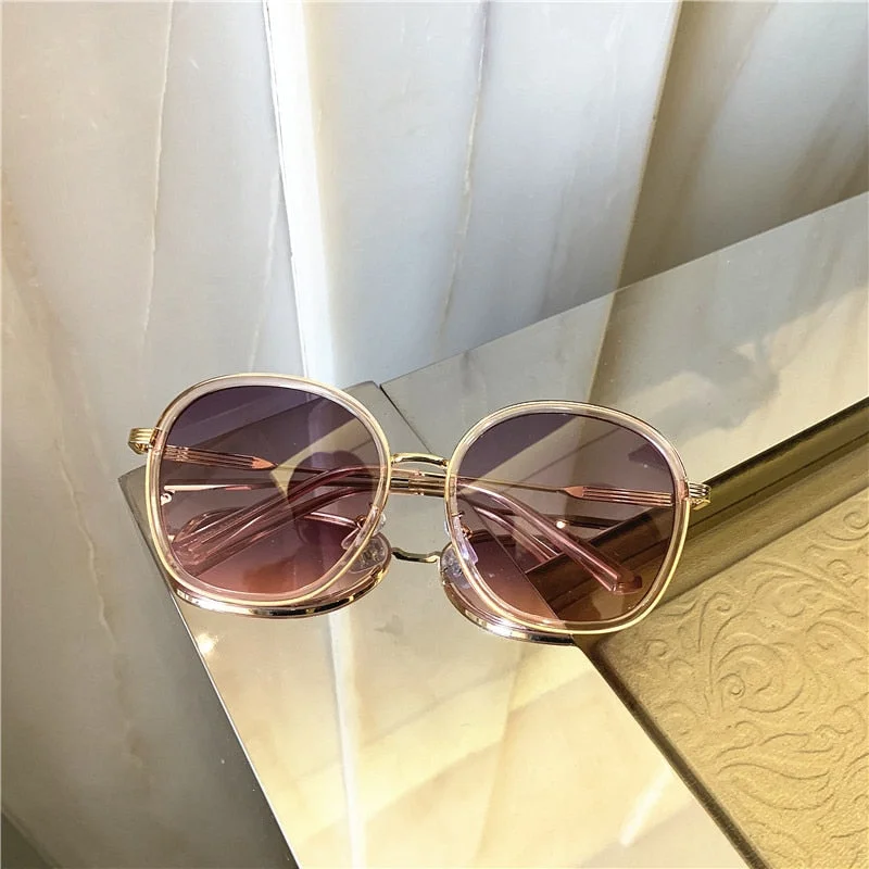Vintage Luxury Oversize Sunglasses Metal Frame Grandient Shades Sun Glasses 2020 Summer