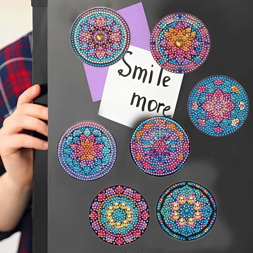 12pcs DIY Mandala Diamond Painting Magnets Refrigerator for Adult Kid Beginners