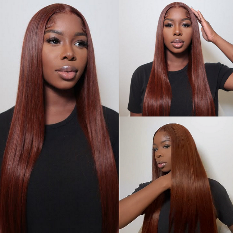 Brown Human Hair HD Lace Straight Wig  | Glueless Wigs | 100% Real Natural Human Hair Wigs | Medium & Long Wig