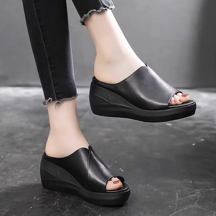 ✨Women's Wedge Heel Open Toe Slip-on Casual Sandals