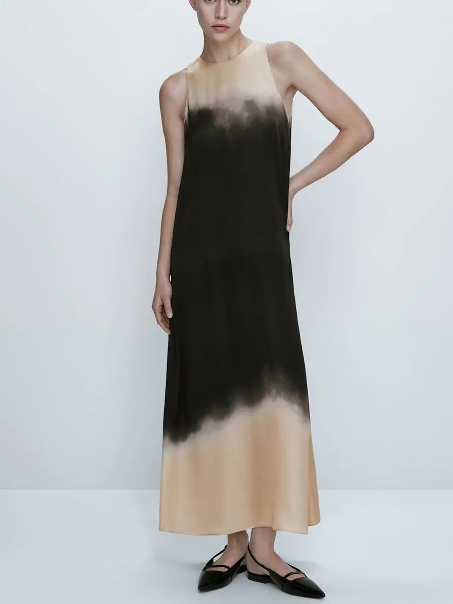 Round Neck Sleeveless Blend Midi Dress