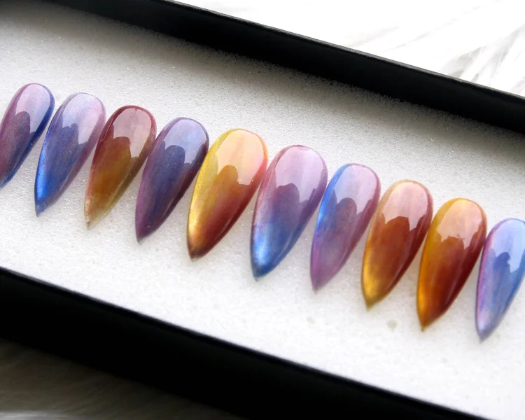 Sunset Cat Eyes Press On Nails