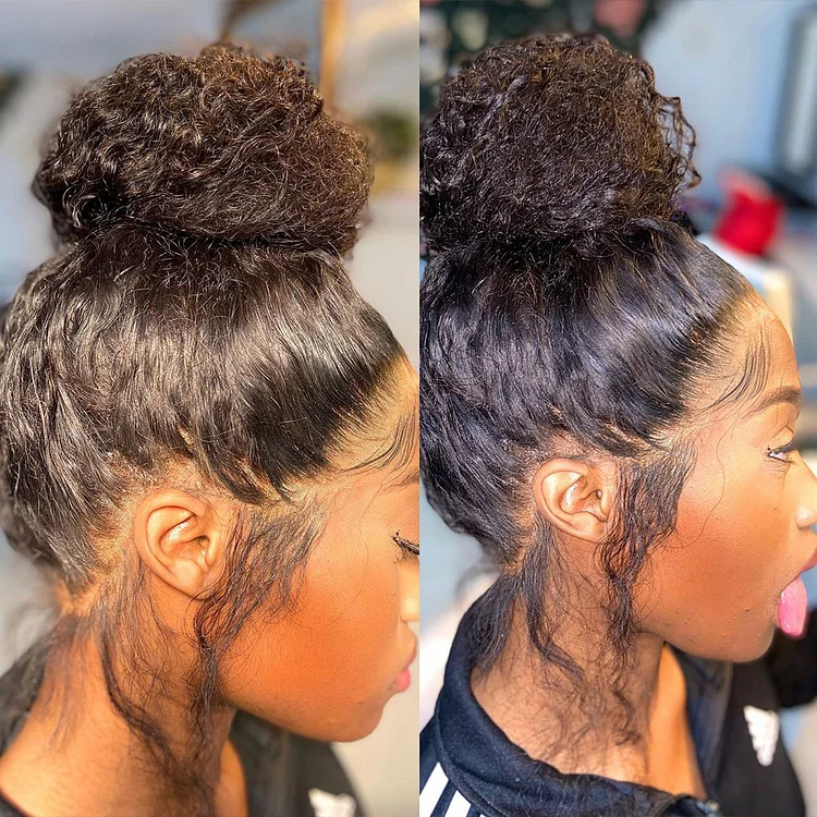 Curly Pre-Made Hairline 360 Lace Frontal Ponytail Wig display picture 1