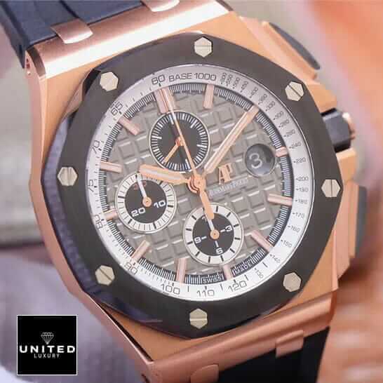 Audemars Piguet Black Dial Rose Gold Case Replica front view