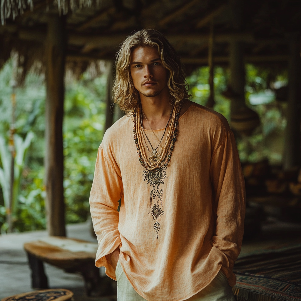 Men's Bohemian Linen Top-inspireuse