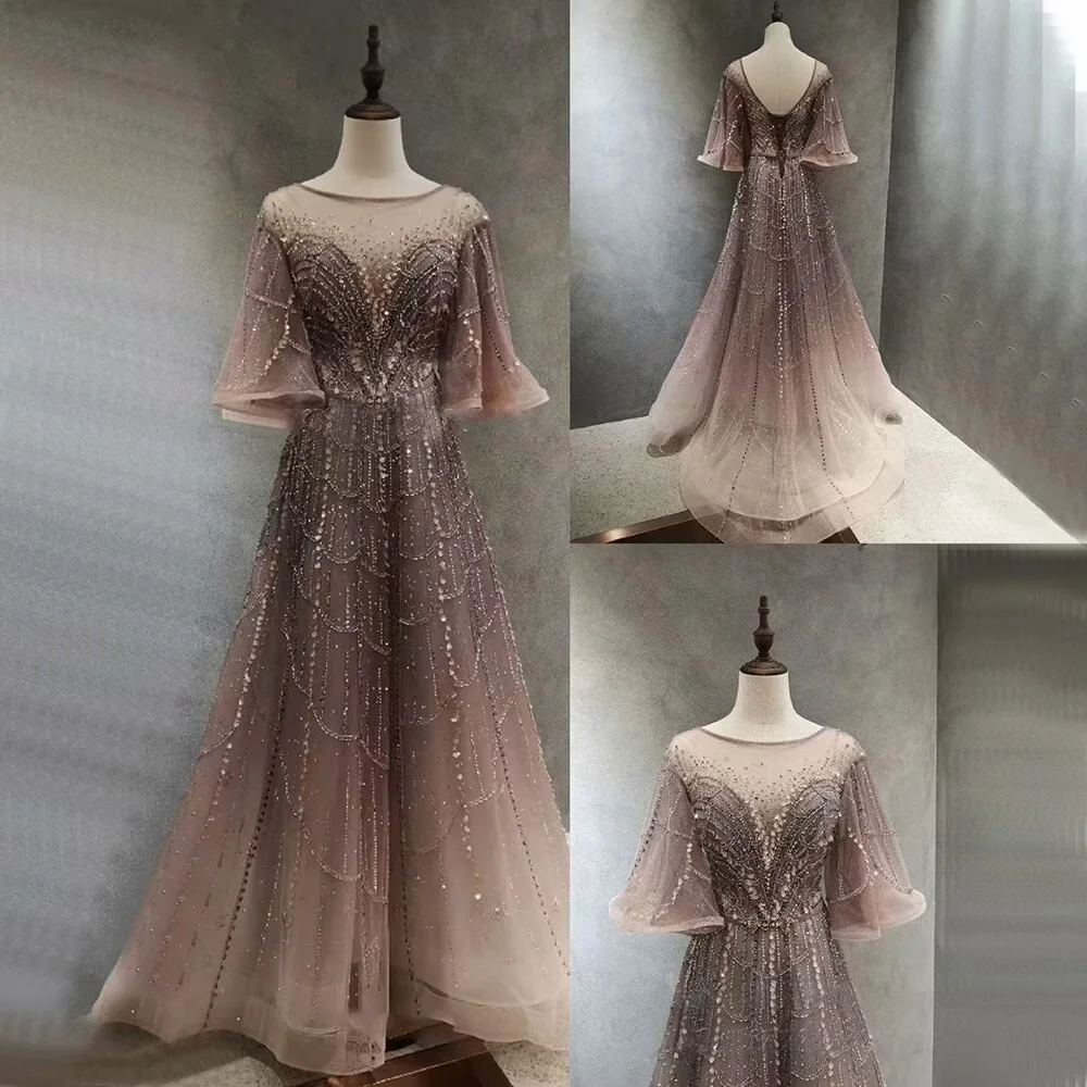 Okdais Charming Princess Evening Dress Lace Long Heavy Handmade Formal Dress