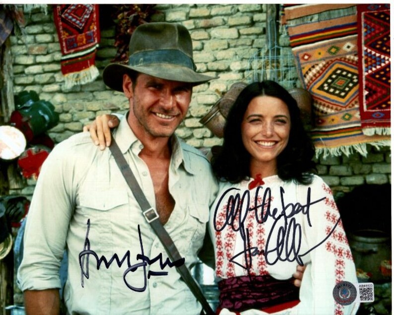 Harrison Ford and Karen Allen signed 8x10 Indiana Jones Photo Poster painting Beckett BAS LOA