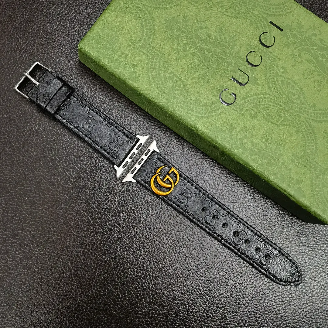 OPHIDIA GG Metal Monogram Gucci Leather Apple Watch Band