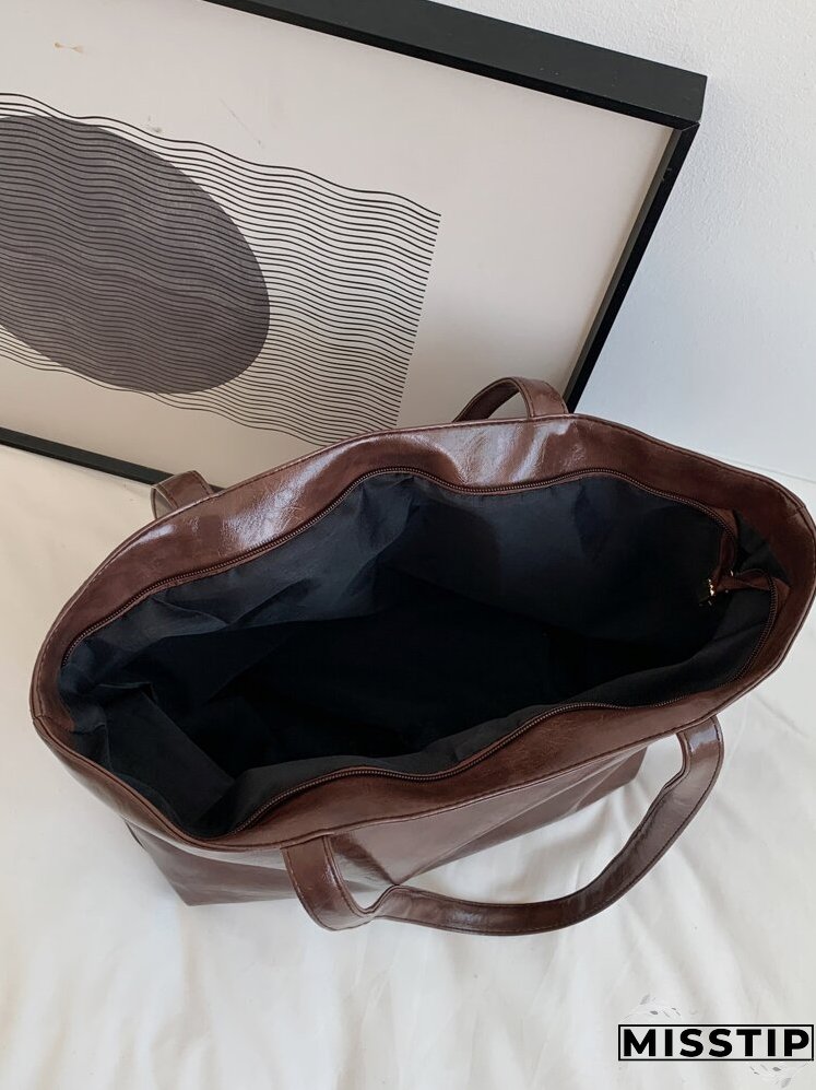 Textured Shoulder Tote Bag