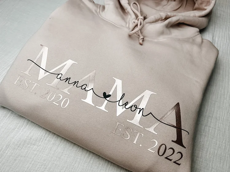 Personalized MAMA Hoodie | MOM sweater with children's names & year of birth | Gift birth, expectant mothers, baby shower, mother's day