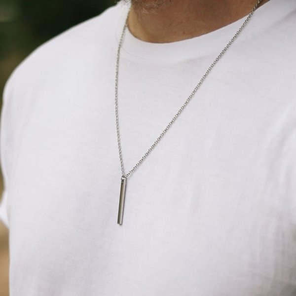 UsmallLifes King New Men&#39;s Stainless Steel Simple Long Chain Rectangle Pendant Surprise Gift for Boyfriend Couple Necklace US Mall Lifes