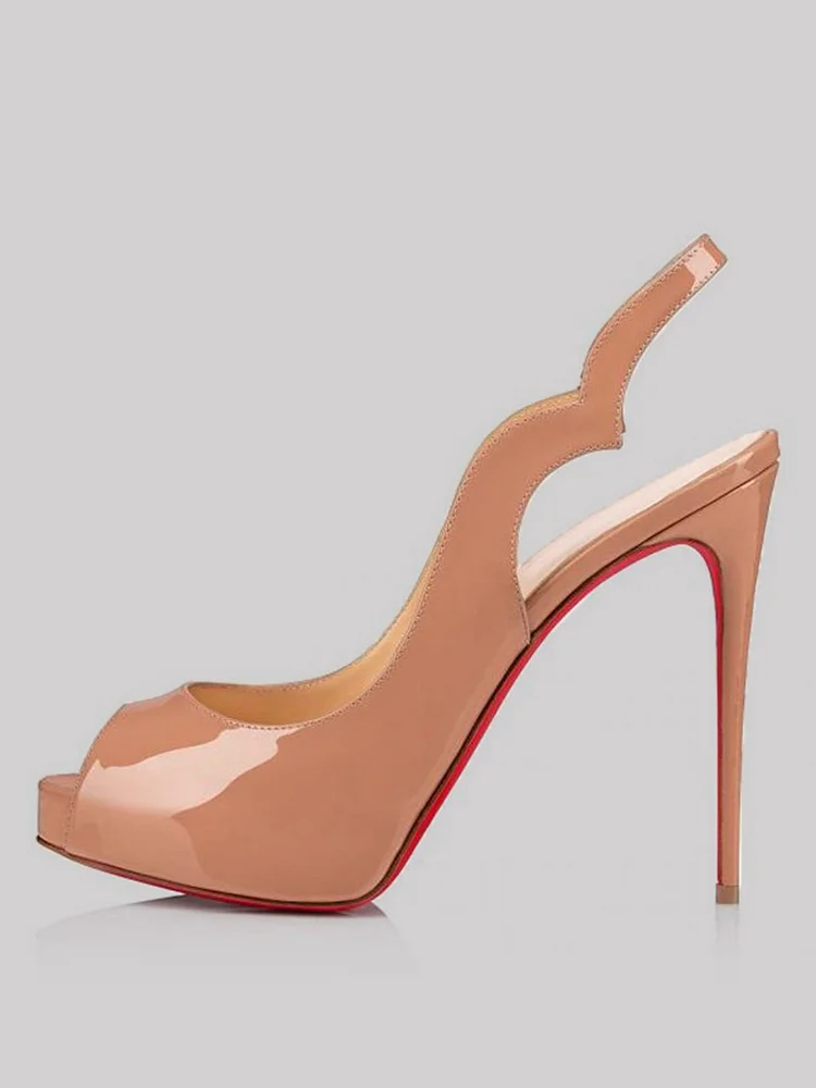 120mm Women's Hot Chick Sling Alta Heel Platform Peep Toe Party Wedding Red Bottoms Pumps