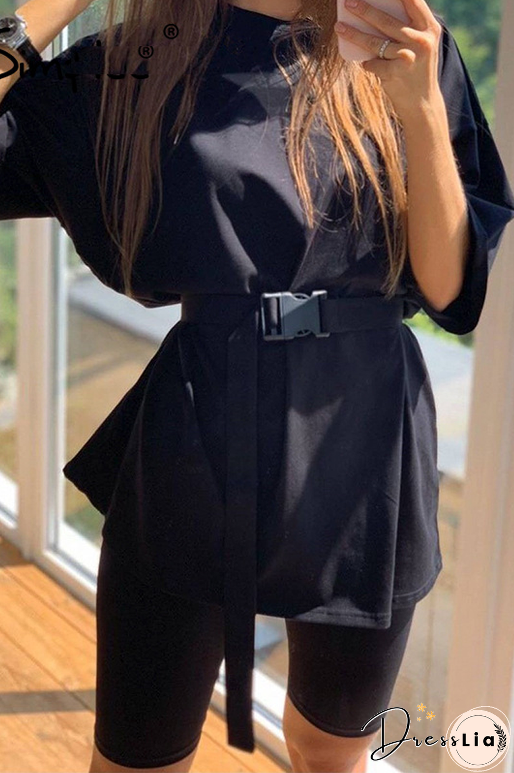 Solid Casual Sport Belted Two Pieces Sets