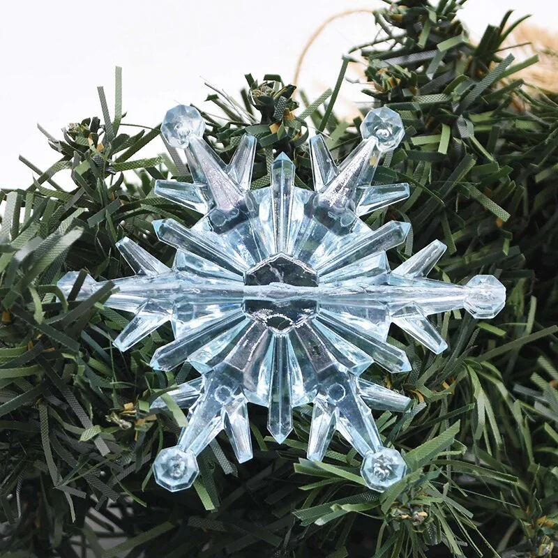 10Pcs/pack Christmas Decorations for Home Snowflake Christmas Tree Ornaments Hanging Crystal Acrylic DIY Bead Curtain Home Decor