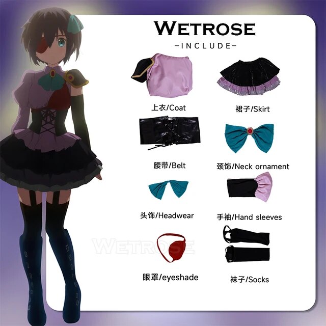 [Wetrose] Takanashi Rikka Campus Festival Cosplay Costume Chuunibyou Demo Koi Ga Shitai Gakuen Sai Stage Dress Halloween Full Set