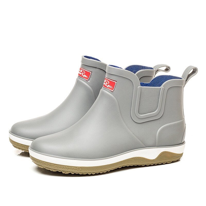 Yengm Men's Non Slip Rain Boots Platform Ankle Rainboots 2021 Summer Slip on Rain Shoes Male Winter Add Cotton Waterproof Work Shoes