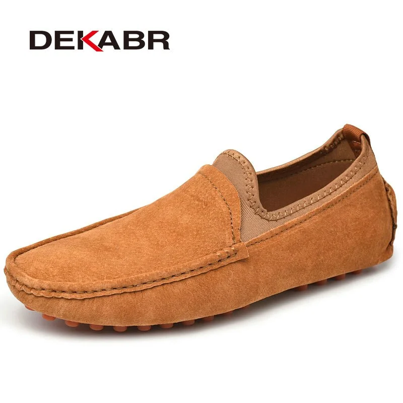 DEKABR Summer Men Loafers Genuine Leather Casual Shoes Fashion Slip On Driving Shoes Breathable Moccasins Plus Size 38~49