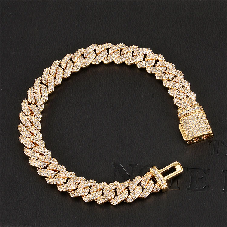 14MM 2 Rows Heavy Cuban Prong Iced Out Bracelets Jewelry-VESSFUL