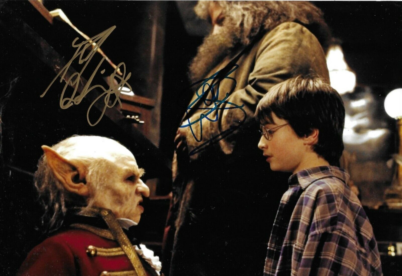 Daniel Radcliffe/ Warwick Davis Signed Harry Potter 12x8 Photo Poster painting AFTAL