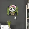 (US Local)Panda Theme Wood DIY Diamond Painting Hooks Home Decor Craft Kit for Wall Decor