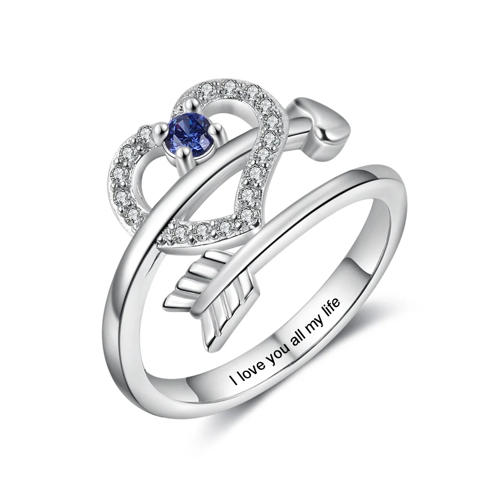 Personalisierte Liebe Herz Ring Amors Pfeil Herz Ring Kettenmachen