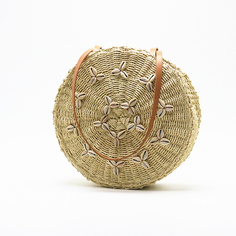 Mature Women Fashion Handbag Shell Straw Bag