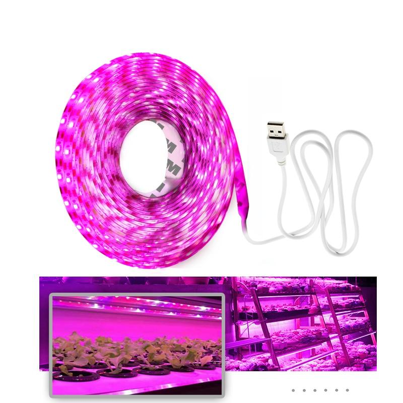 Full Spectrum LED Grow Lights USB LED Strip Lights 370-780nm 2835 Chip LED Grow Lamps 0.5m 1m 2m 3m  for Indoor Plants growing