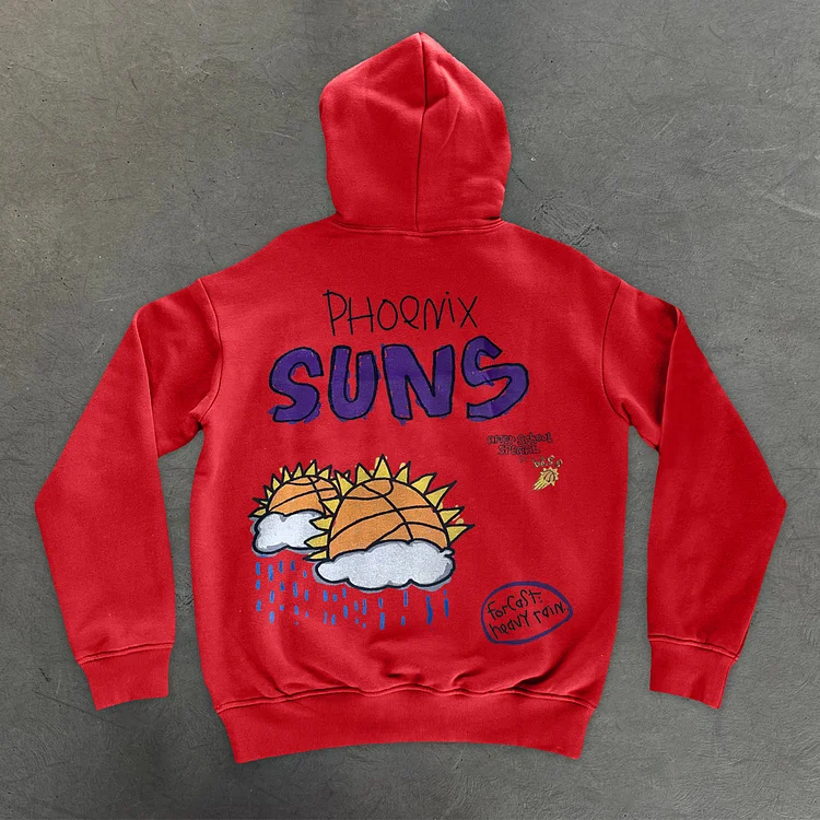 Vintage Tide Print Street Long Sleeve Hoodie