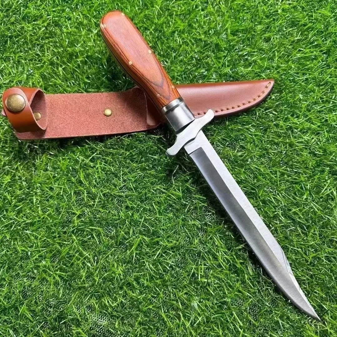 Longquan integrated keel hand-forged embroidered spring knife, ox tail knife, one-piece folding knife