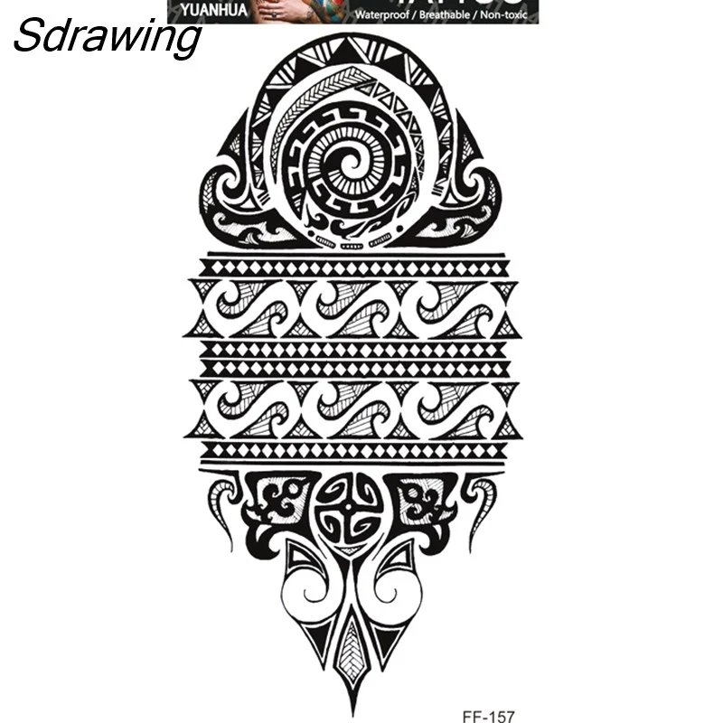 Sdrawing Forest Tattoo Sticker for Men Women Children Tiger Wolf Death Skull Temporary Tattoo Fake Henna Skeleton King Animal Tatoo