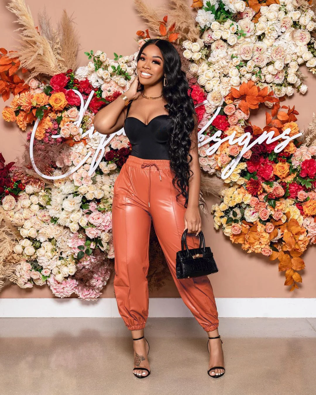 Uveng Solid Mid Waist Color Sexy Leather Casual Pants Skinny Leggings