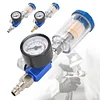 Air Pressure Regulator Gauge & Mini Inline Air Filter Separator JP/EU/US Adapter