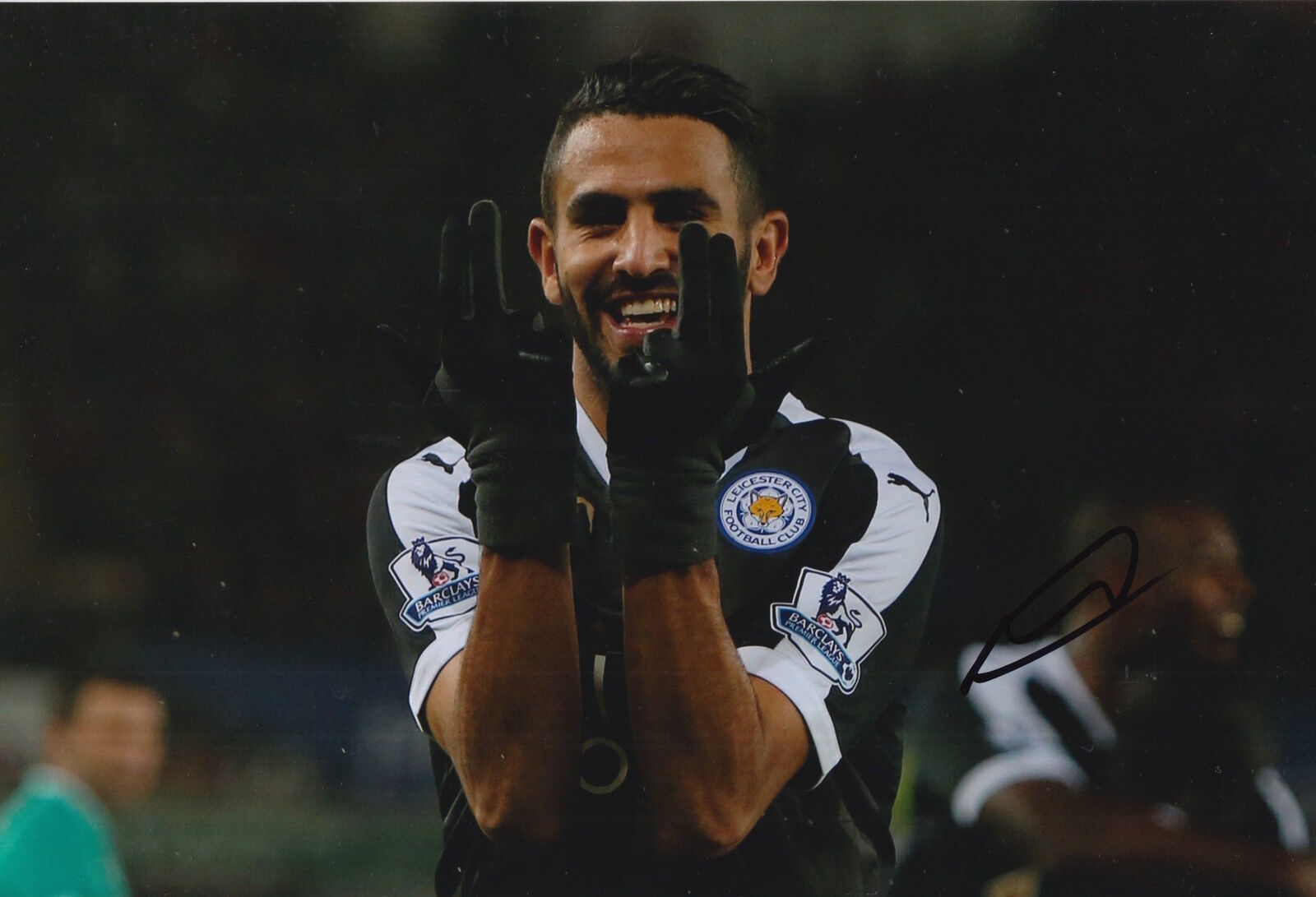 LEICESTER CITY HAND SIGNED RIYAD MAHREZ 12X8 Photo Poster painting 66.