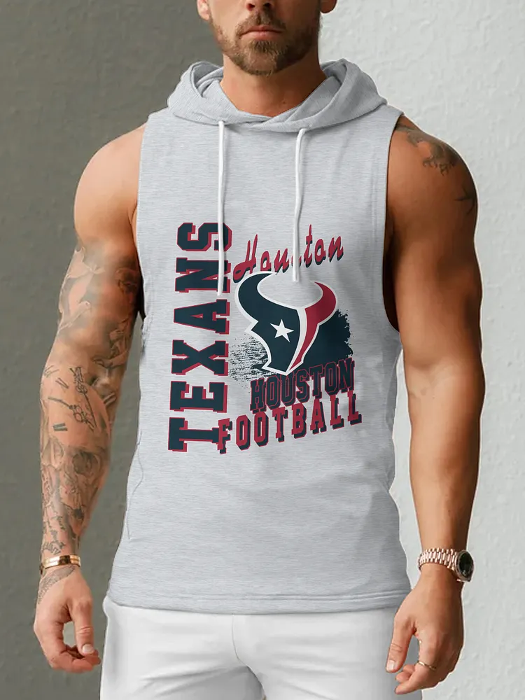 Houston Texans Men's  Casual Comfy Sleeveless Hooded Tank Top