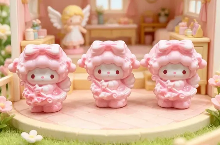 pink cupid piano resin charm set
