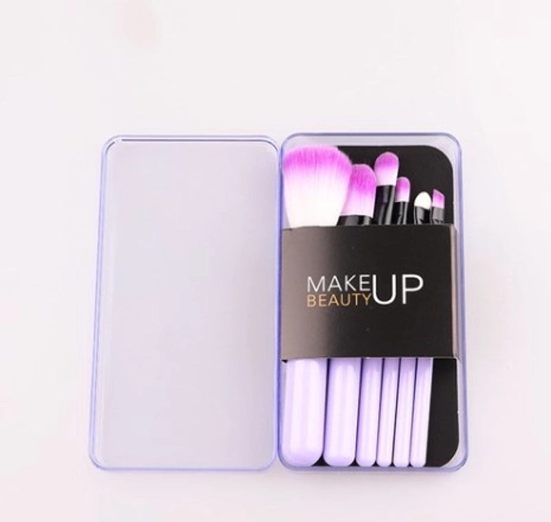 Corrugated Nylon Wool Plastic Handgrip Makeup Brushes 1 Set