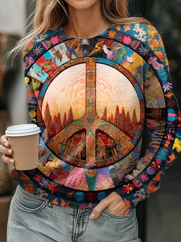 Hippie Art Print Casual  Sweatshirt