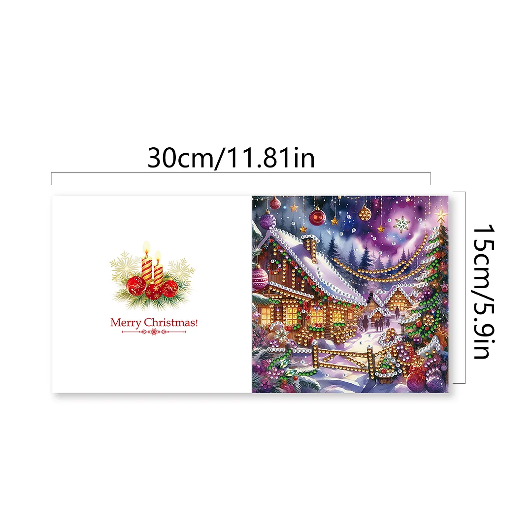 6Pcs Christmas House DIY Diamond Painting Card for Friends Family Gift