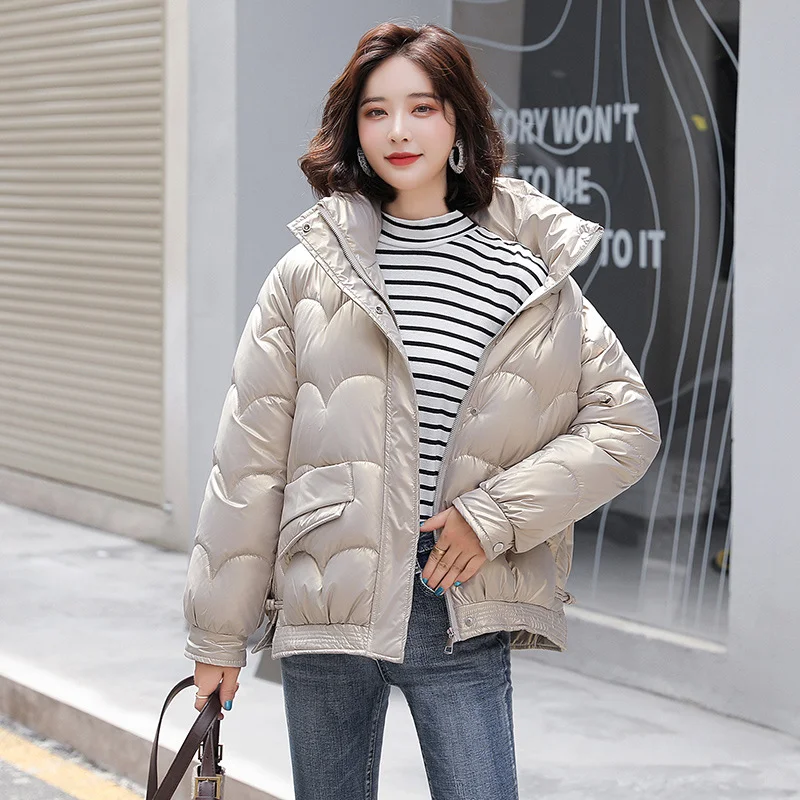 Woherb Winter 2024 New Korean Version Loose Cotton-Padded Jacket Small Cotton-Padded Jacket Coat-Outfit Ideas