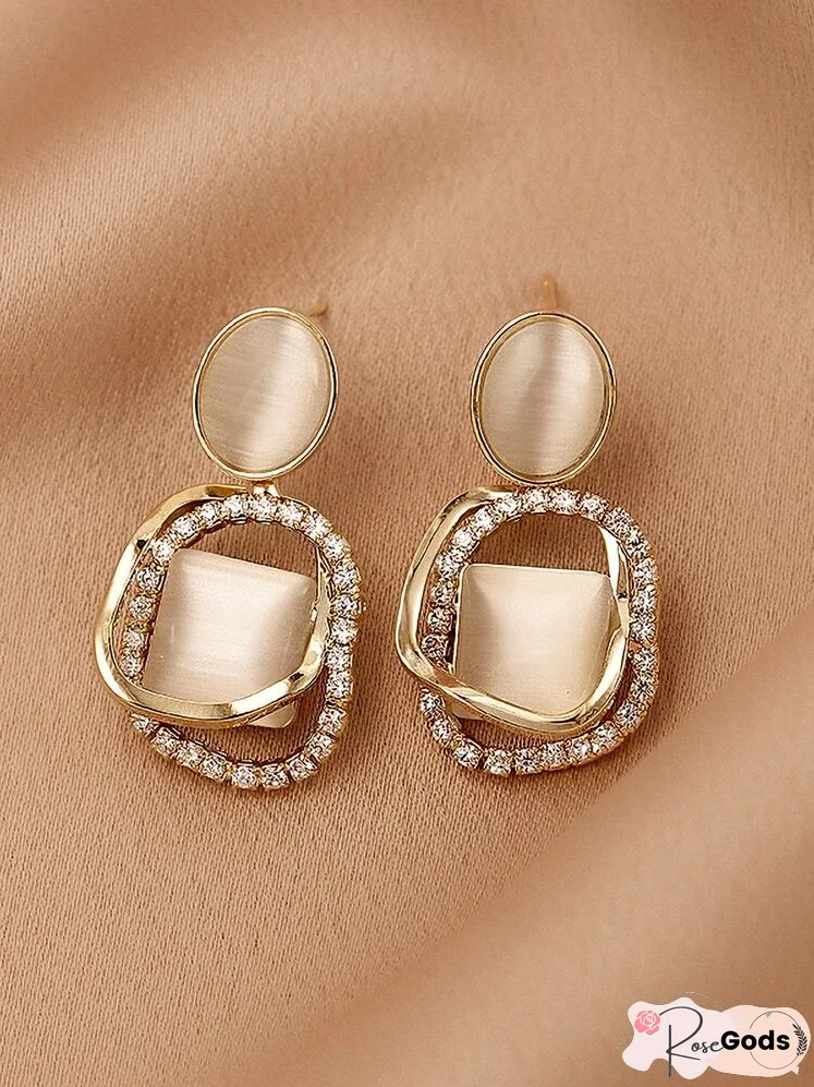 Rhinestone Decor Drop Earrings