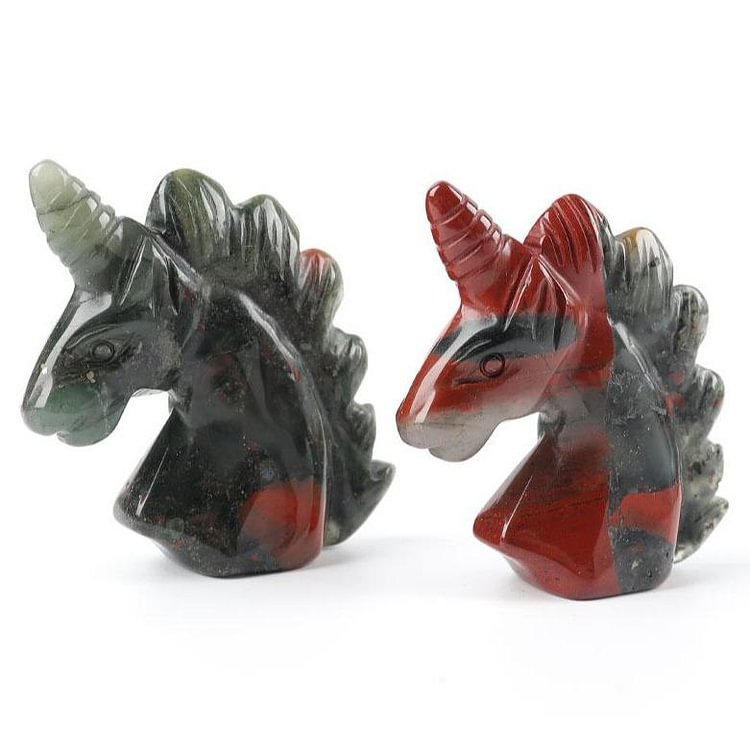 2" African Bloodstone Crystal Carving Animal Bulk Unicorn