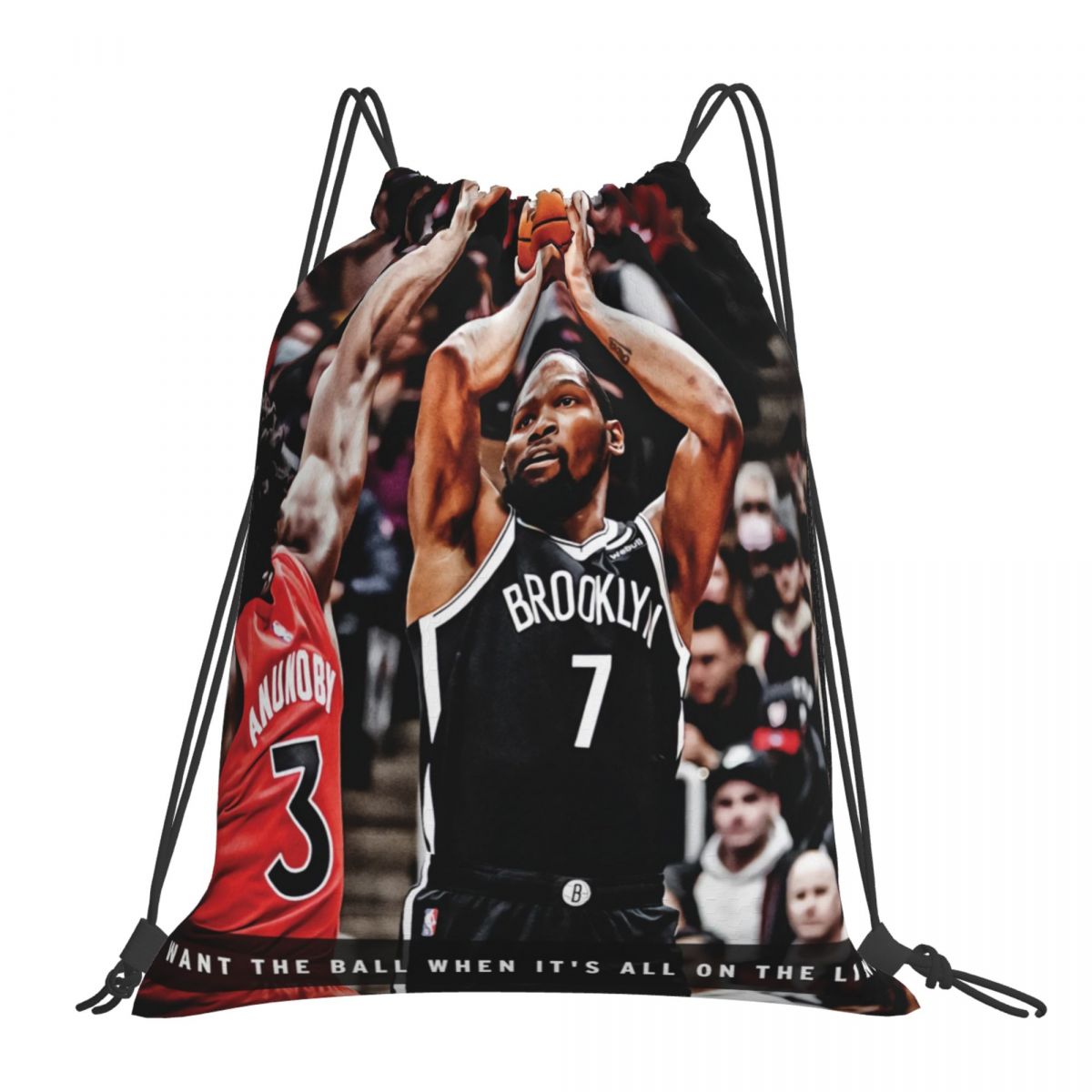 Brooklyn Nets Kevin Durant Shooting Motivational Waterproof Adjustable Lightweight Gym Drawstring Bag